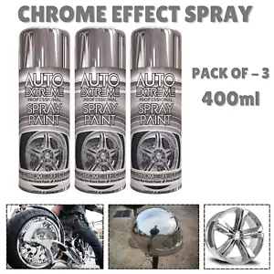 3x 400ml Chrome Foil Mirror Metallic Effect Auto Spray Paint DIY Car Aerosol Can - Picture 1 of 1