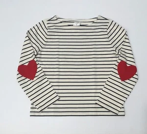 Top donna J.Crew Factory nuovo con etichetta collo barca a righe con toppe cuore gomito taglia:M L - Foto 1 di 11