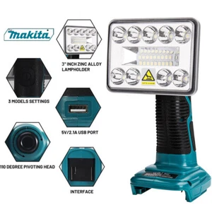 9W 1000LM Jobsite Light LED Work Light Torch for Makita DML801 Li-Ion Battery US - Picture 1 of 11