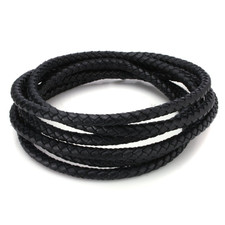 Beadnova 6mm Round Folded Bolo Genuine Braided Leather Cords For Bracelet Neckla