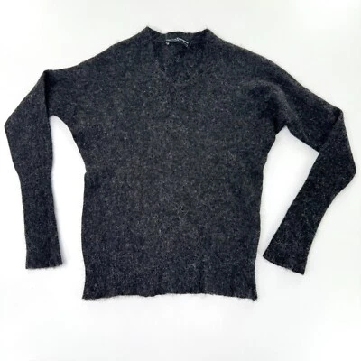 Peruvian Connection Womens M Black Sweater V Neck Slim Baby Alpaca Wool Fuzzy - Image 1 of 4