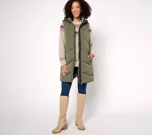 NEW Nuage Med Chevron Quilted Puffer Vest w/ Removable Hood Grape Leaf QVC 2258 - Picture 1 of 9