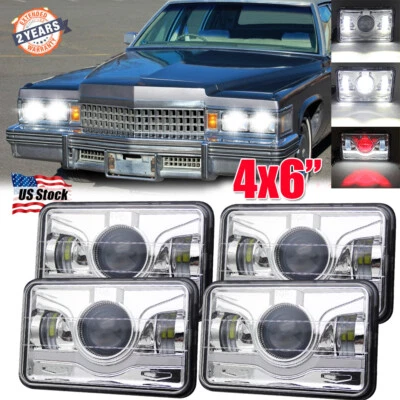 4X Faros LED Fit Cadillac Brougham Calais 1975-1989 4X6"" haz alto/bajo rojo DRL Foto 1 de 4