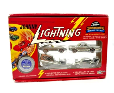 Johnny Lightning Commemorative Limited Edition Chrome 4 Pack Set A Factory Seal - Image 1 of 2