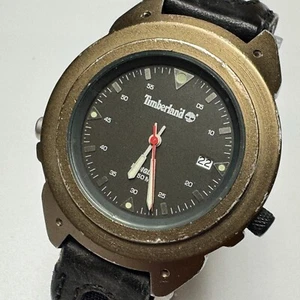 Timberland Indiglo Quartz Watch Men 50m Gold Tone Date Leather Analog New Batter - Picture 1 of 6