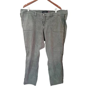 Torrid Mid Rise Twill Cotton Blend Embroidered Slim Chinos Green Size 22 - Picture 1 of 5