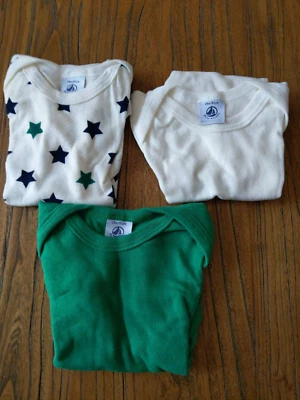 Lote De 3 Bodys Peleles Bebe Petit Bateau 18m 81cm Verde Blanco Estrellas - Imagen 1 de 2