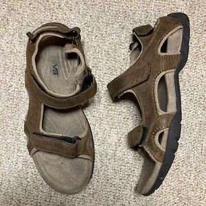 Mens Teva Hiking Sandals Size 10 Fossil Canyon Brown Leather Straps 6101