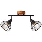 BRILLIANT Lampe, tube spot Avia 2 flammes noir / couleur bois, métal / bois, 2x 