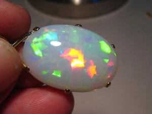 Large  26 ct.  Welo Opal  Pendant , Solid  14 k Yellow  Gold - Picture 1 of 12
