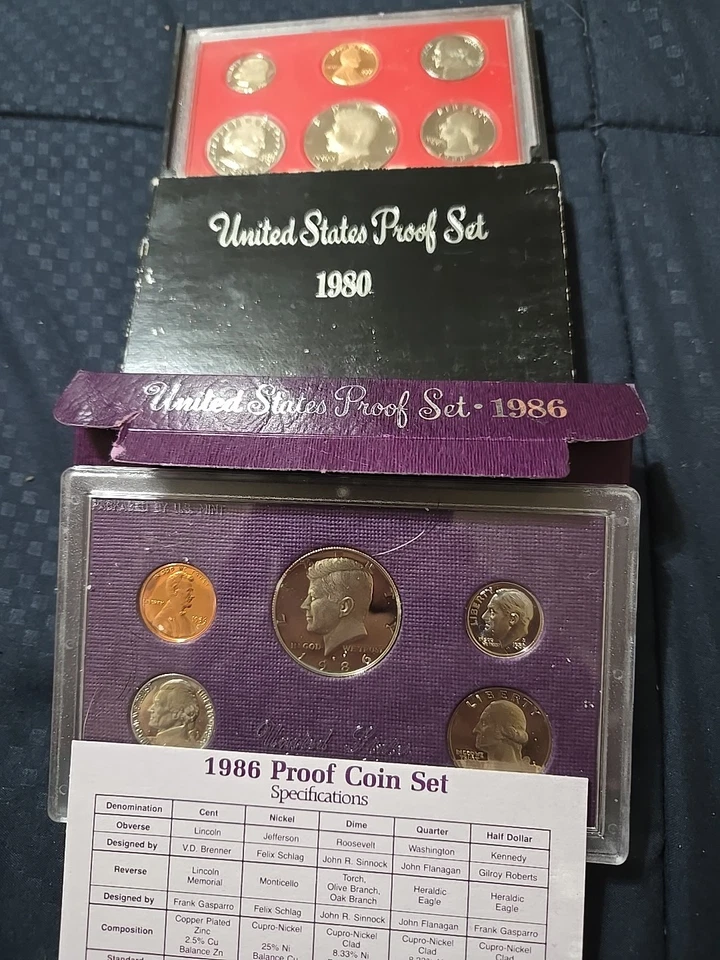 1980 & 1986 US Mint Proof Sets 11 Coins To Incude 1980 SBA DOLLAR - Image 1 of 3