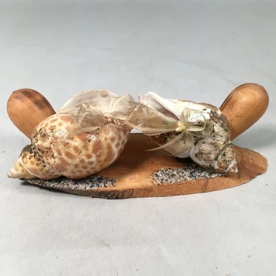 Japanese Kokeshi Doll Vtg Wood Conch Figurine Ribbon Brown KF381 - Image 1 of 4