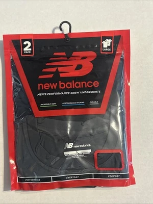 New Balance  Performance Crew Undershirts Short Sleeve T-Shirt Size L Gray Black - Image 1 of 3