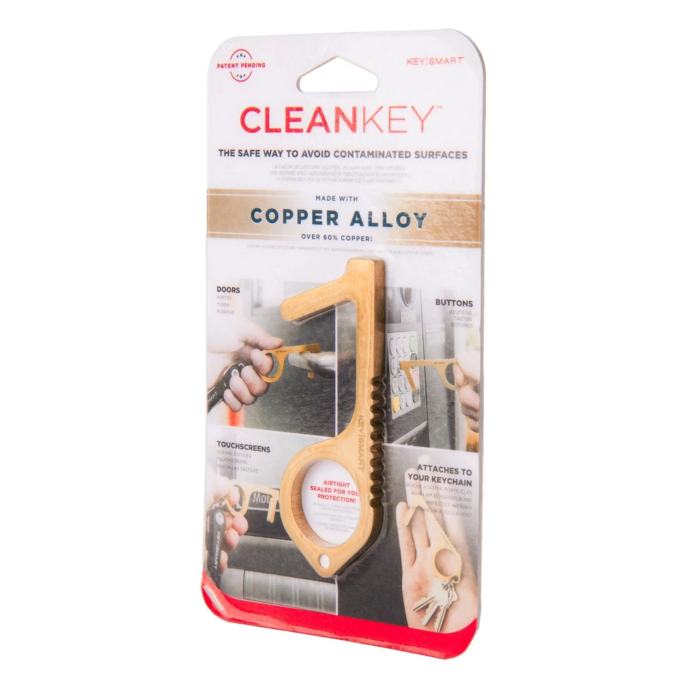 KeySmart CleanKey Copper Alloy Hand Tool Brass KS904-BRS Keychain