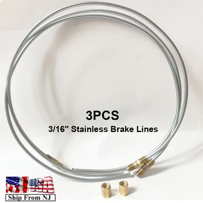  Líneas de freno de acero inoxidable con extremos y accesorios acampanados dobles invertidos 32 pulgadas Foto 1 de 4