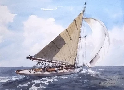 344 Moving on a Breeze - Yacht Sailing Boats Seascape - Ken Hayes - Image 1 of 2