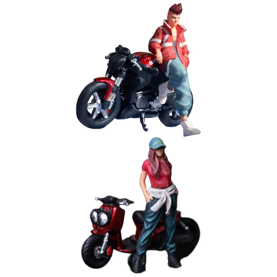 Modello di motocicletta in scala 1:64 con figura in resina Figura del pilota - Immagine 1 di 1