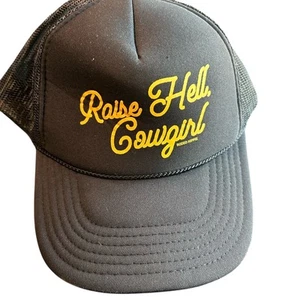 Black Trucker Rope Hat with Gold Text- women’s OS- rodeo western punchy - Picture 1 of 7