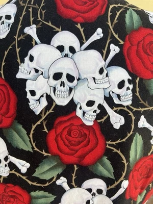 Skulls Roses Dia De Los Muertos Halloween  Motorcycle Mariachi Vest M/L Unisex - Image 1 of 4