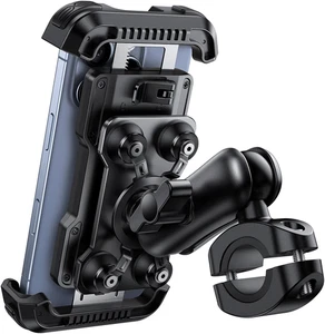 Motorrad Handyhalterung Halter, Dual Vibrationsdämpfer, 4,7-6,7" Telefone, schwarz - Bild 1 von 12