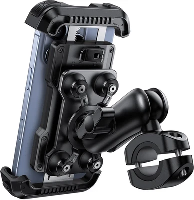 Motorcycle Phone Mount Holder, Dual Vibration Dampener, 4.7-6.7" Phones, Black - Image 1 of 4