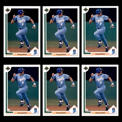 Lote de 6 tarjetas de béisbol George Brett 1991 Upper Deck Kansas City Royals conjunto MLB CASI NUEVO Foto 1 de 4