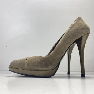 Stuart Weitzman Women's Beige Suede Peep Toe Ultra High Heels Size 9 - Picture 1 of 7