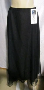 Nwt Victoria Morgan Womens Maxi Layered Skirt Black Size L Made USA Goth Formal - Picture 1 of 10