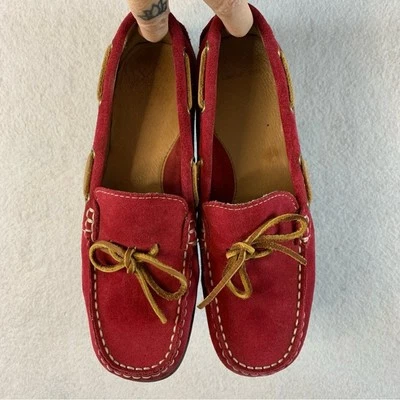 Zapatos de barco de gamuza roja para mujer LANDS END talla 6,5 M clásicos preppy pescador náutico Foto 1 de 4