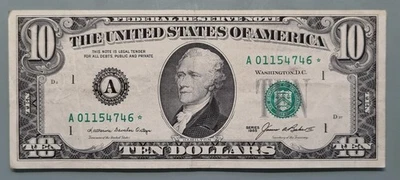 1985 Ten Dollar Federal Reserve Note $10 STAR NOTE Circulated #96450 - Image 1 of 2