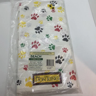 "Cubierta de mesa de papel Disney Rey León vintage 1994 decoración de fiesta 54"" x 96""" Foto 1 de 4