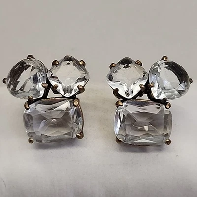 Pendientes perforados J Crew diamantes de imitación transparentes gruesos 3/4" Foto 1 de 4