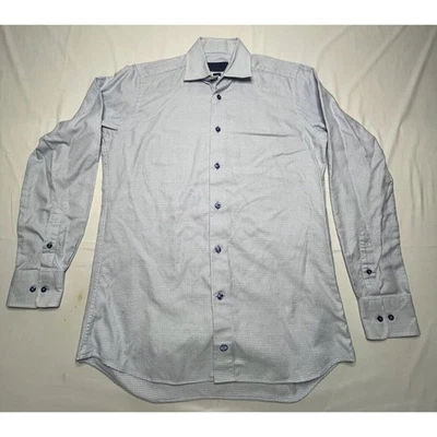 David Donahue Men's Blue/White Trim Fit Button Up Shirt - Size S (15.5 - 34/35) - Image 1 of 4