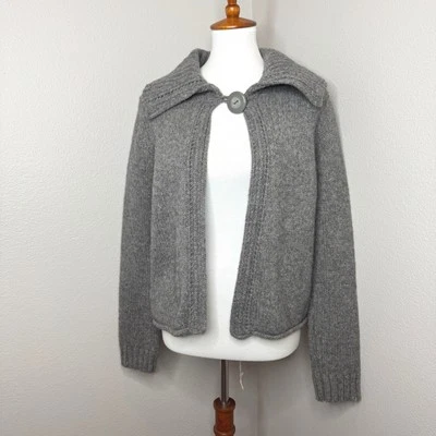 Suéter Cárdigan de Lana de Cordero JILLIAN JONES LG Gris Un Botón Lagenlook Minimalista Foto 1 de 4