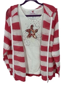 Quaker Factory Beaded Bling Starfish Vacation Beach Open Knit Jacket Top NWT 3X - Picture 1 of 11