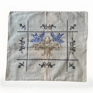 Antique 1800s Needlepoint Embroidered Pillowcase Colonial Home Decor Rare - Picture 1 of 6