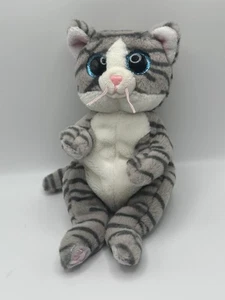 Ty Beanie Bellies Mitzi die Katze Plüschtier - weicher grauer Tabby mit blauen Augen - Bild 1 von 15