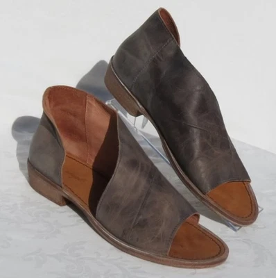 Free People Women’s 41 US 10 10.5 Gray Leather Open Toe Shoes Mont Blanc Sandals - Image 1 of 4