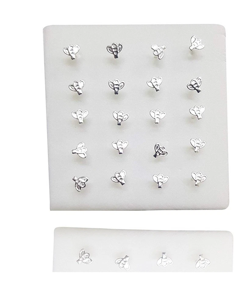 Set 3 Pezzi Piercing Orecchini Naso 2.5 Mm Ape Apina Argento 925 Sterling - Immagine 1 di 1