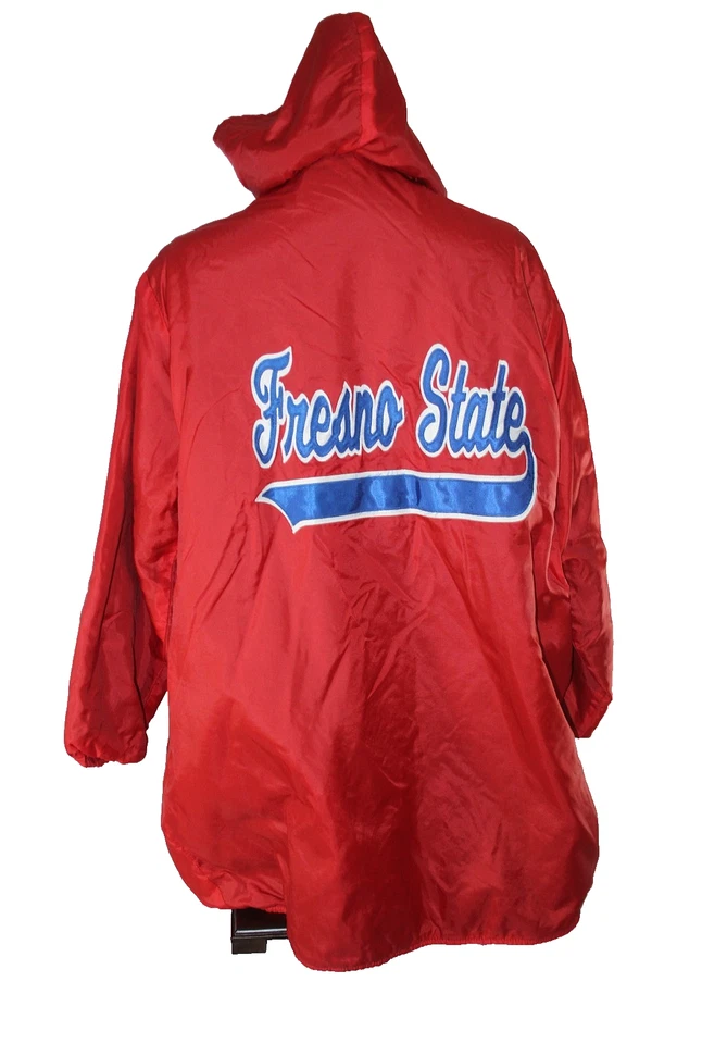 Fresno State 男式 XL 红色蓝色垒球 Sideline 夹克 Amerisport 美国尼龙 复古 — 第 1/4 张图片