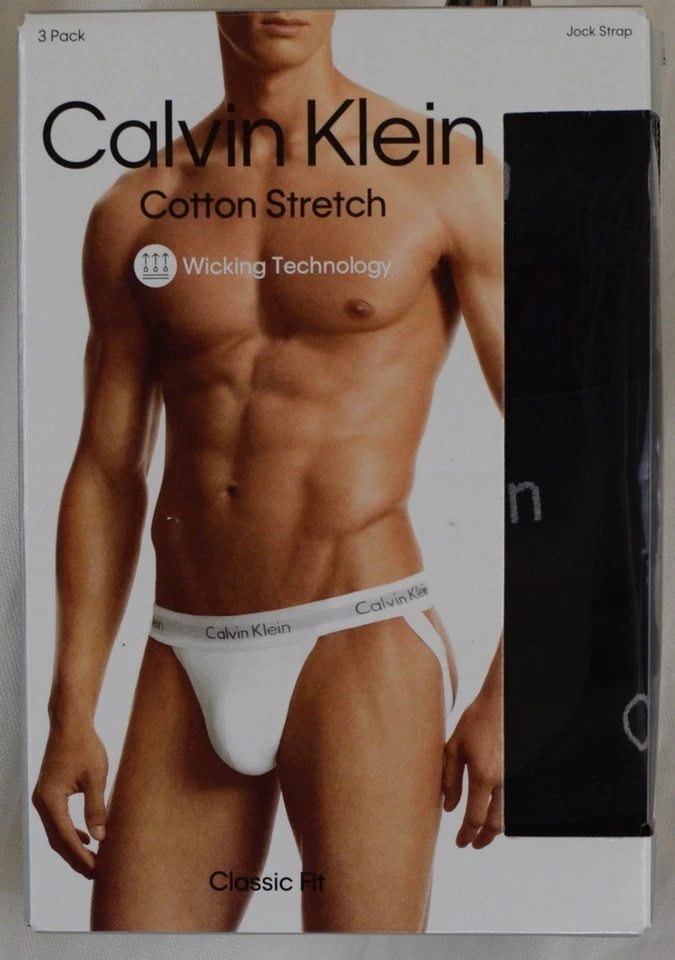 Calvin Klein Underwear Men Black CK Nb2623001 Stretch 3-Pack Jock Strap Size S