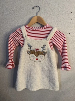 Vestido de tiras de reno de 2 piezas Young Hearts para niñas talla 4T Foto 1 de 4