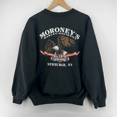 HARLEY DAVIDSON толстовка мужская L Moroneys Newburgh NY флис 2003 черный винтажный - Изображение 1 из 4