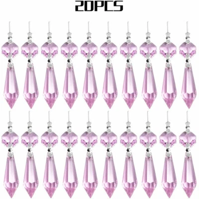 20X Lámpara Araña Cristal Prisma Hada Colgante Gota Colgante con Cristales de Hielo Foto 1 de 4