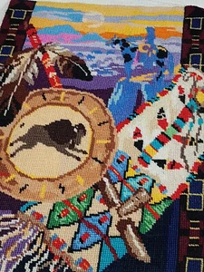 Buffalo & Ceremonial Pipe Bucilla Needlepoint picture  COMPLETED  - Picture 1 of 5