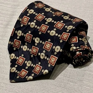 Donald J Trump Power Tie Black Geometric Red Gold Design 100% Silk Collection - Picture 1 of 6