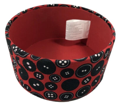 Caja de Botones Redonda Contenedor de Cartón Rojo Estampado de Botones Tela Vacía Sin Tapa Usado Foto 1 de 4