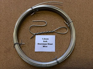 1,6 mm x 1m 16SWG SUAVE recocido alambre de acero inoxidable bloqueo esmalte de cadena escultura - Imagen 1 de 1
