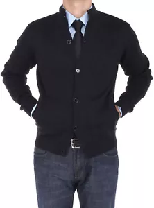 Luciano Natazzi Mens Mock Neck Ribbed Long Sleeve Cardigan Sweater Relaxed Fit - Picture 1 of 2