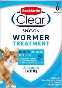 BOB MARTIN CLEAR SPOT ON WORMER TREATMENT FOR CATS & KITTENS 1KG - Picture 1 of 1